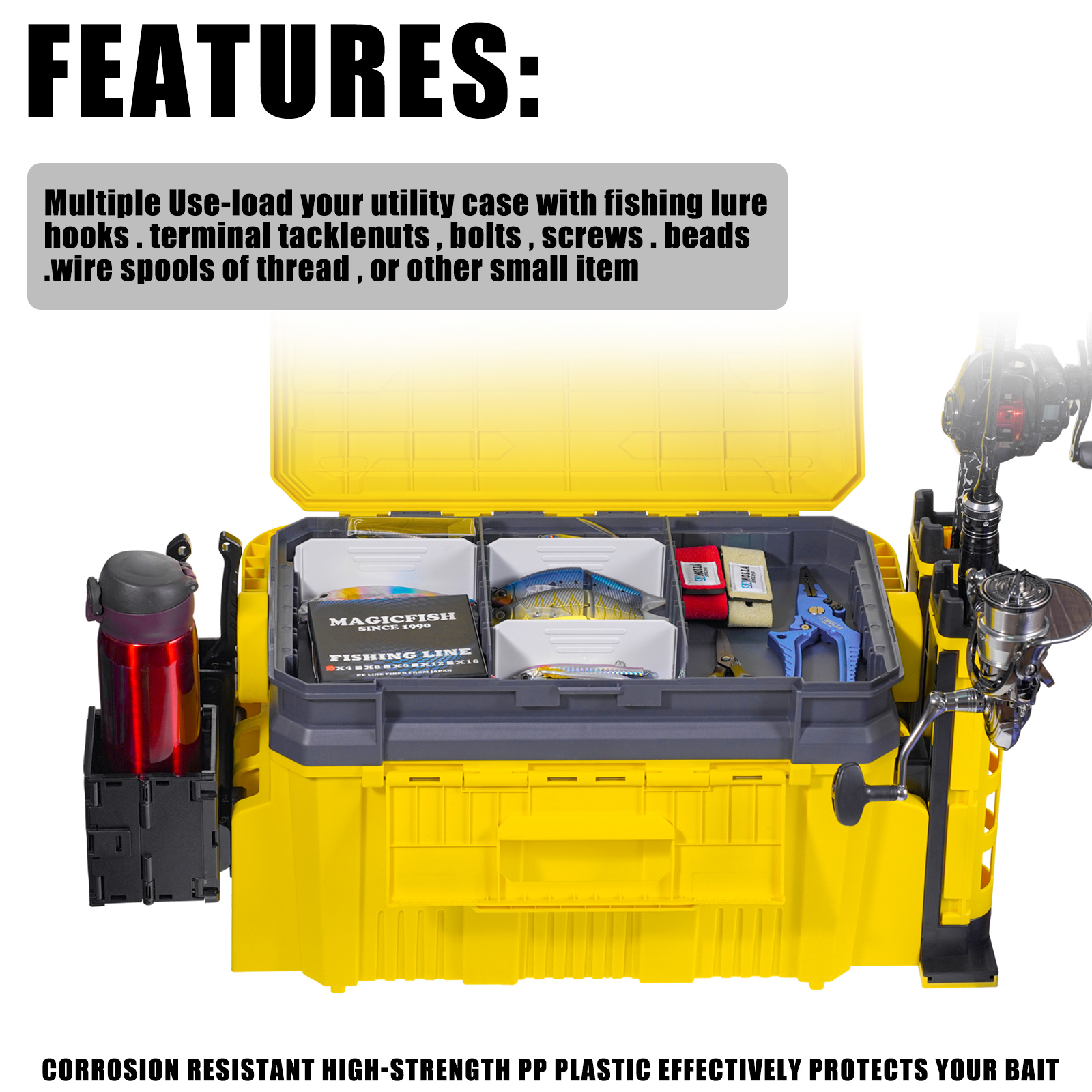 대형 낚시 상자 세트, 19.5L, 2 로드 폴, 컵  - Fishing Equipment Kit 리뷰 및 가격