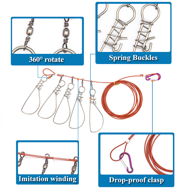 신제품【스테인리스 스틸 낚시 잠금 버클 랜야드 5개의  - Fishing Equipment And Gear 리뷰 및 가격