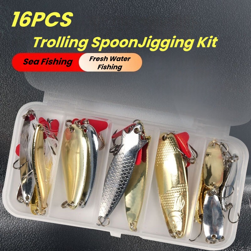낚시 루어 키트 16종 세트 트롤링 지깅 루어 금속 스 - Fishing Equipment Kit 리뷰 및 가격